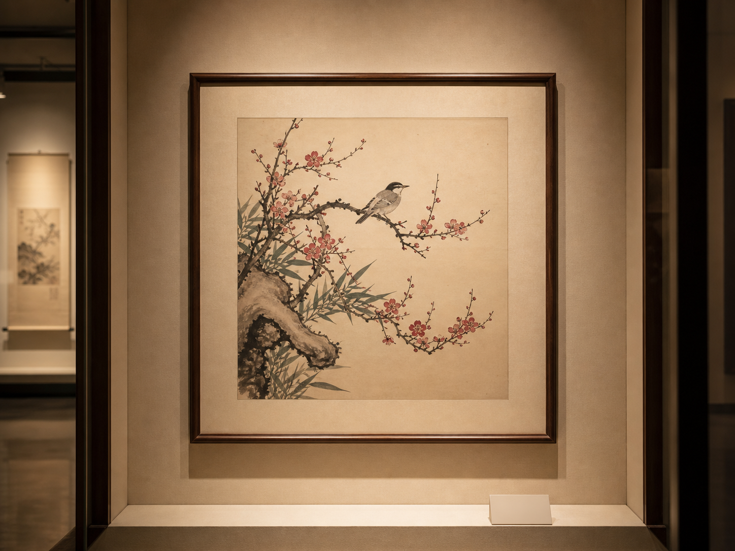 梅影花鸟图